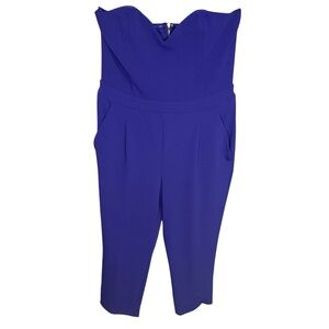 Express Size 8 Purple Strapless Jumpsuit Wide Leg Dressy Wedding Guest Evening